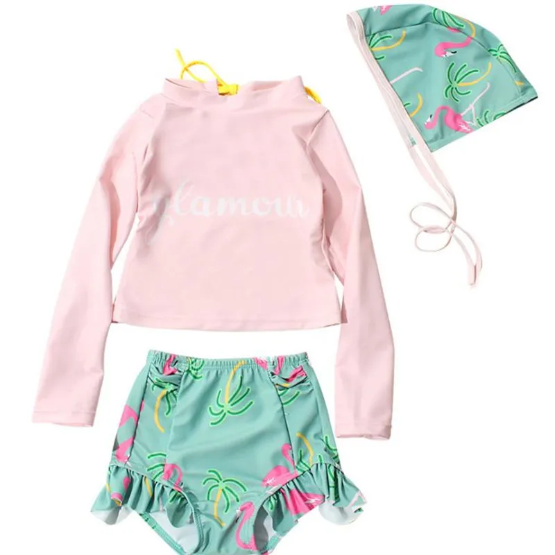 Детский раздельный купальник из полиэстера с принтом детская одежда для купания