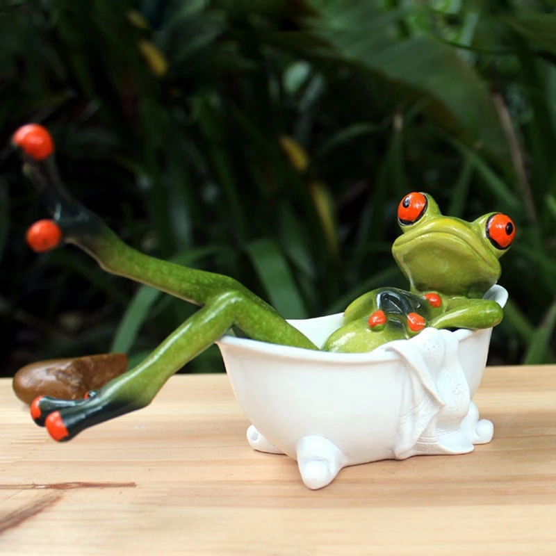 

3D Mini Resin Green Frog Figurine Cute Statue Craft Ornaments Home Decoration for Living Room Windowsill Garden