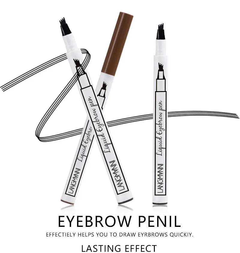 2018 модный карандаш для татуажа бровей с 4 головками микроблейдинг ручка оттенок