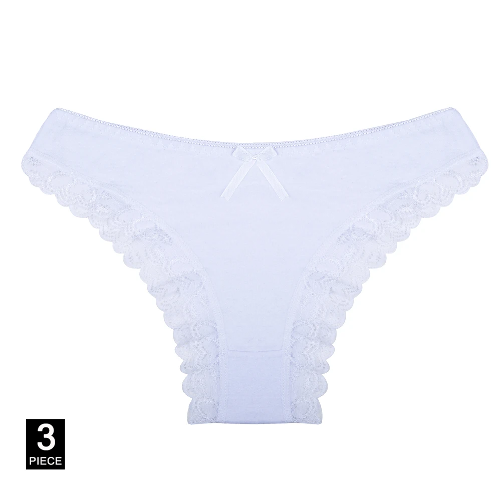 White-3 pcs Женские трусики, сексуальные кружевные трусы из хлопка для девочек, нижнее белье, женское нижнее белье, чашечки расположены рядом белье M-XL 3 шт./упак. дропшиппинг - Цвет: White-3 pcs