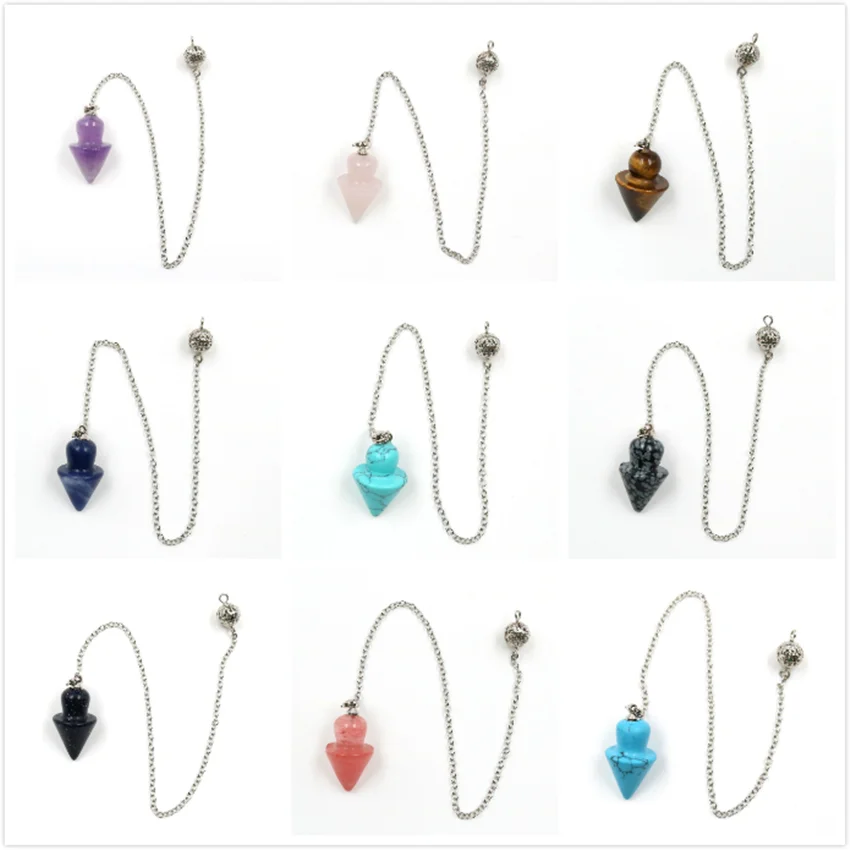 FYJS уникальный посеребренный спиральной формы камень аметист кулон звено цепи