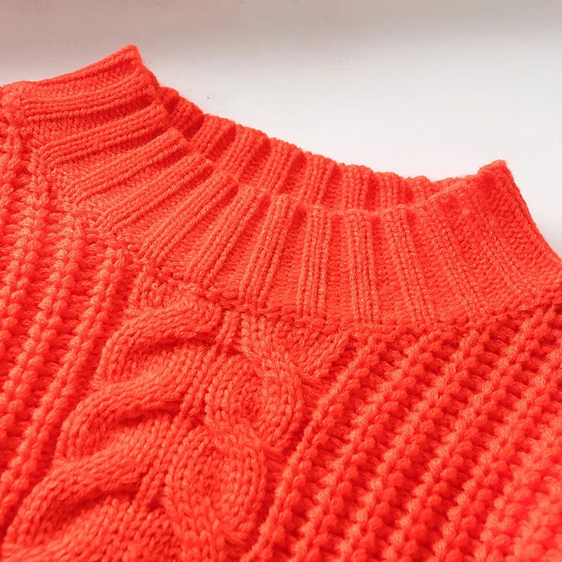 Artsnie Winter Turtleneck Sweater Women Lantern Sleeve Warm Pull Femme Hiver Sweet Red Knitted Cropped Sweaters Jumper Female | Женская