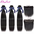 Прямые пучки волос с фронтальной Remy человеческие волосы пучки с бразильские волосы с закрытием переплетения пучки с закрытием Kiss Love