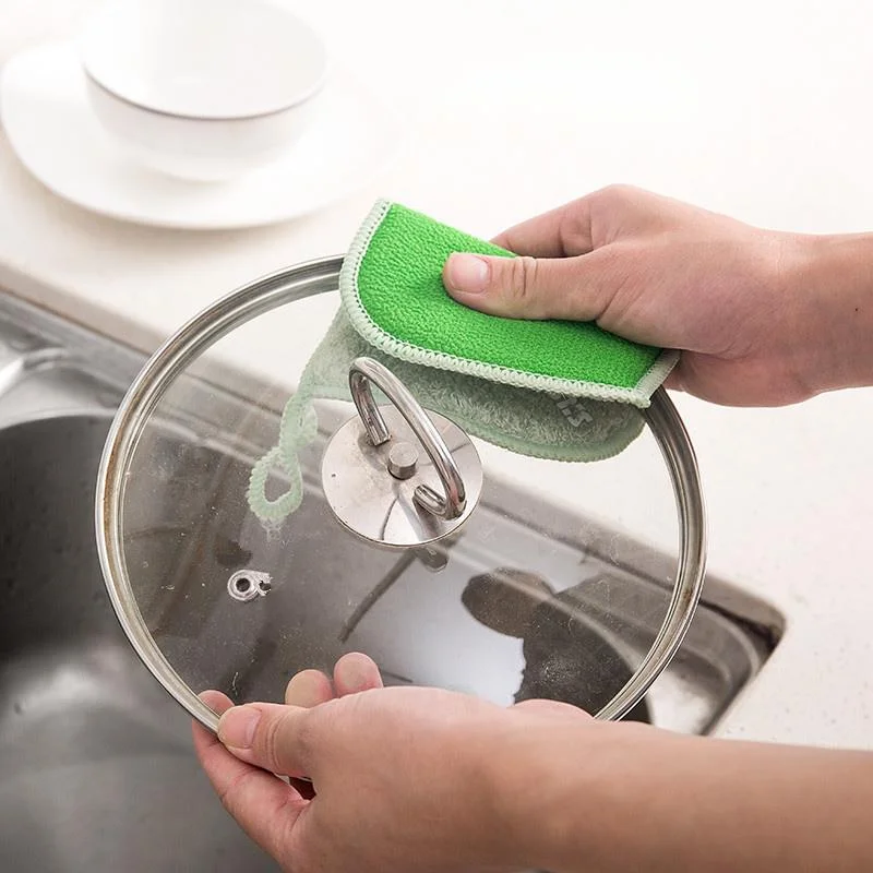 

Kitchen Utensils Decontamination Washing Cloth Double-sided Soft And Thick Cleaning Cloth Household Scouring Pad Myth Cloth 4Pcs