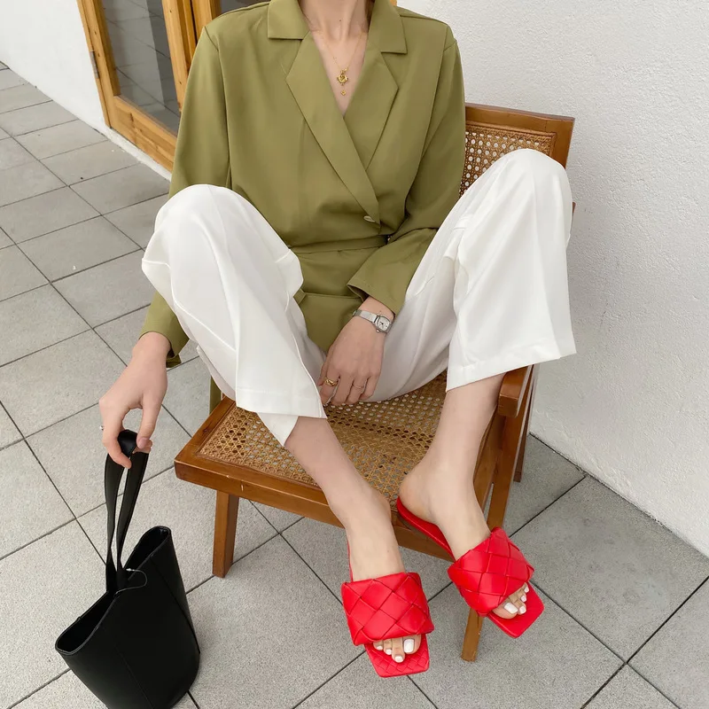 

Women's Summer Open Toe Sandals Fashion Woven Flat Brand Slippers Female Outdoor Beach Flip-Flops Casual Home Shoes Woman Slides