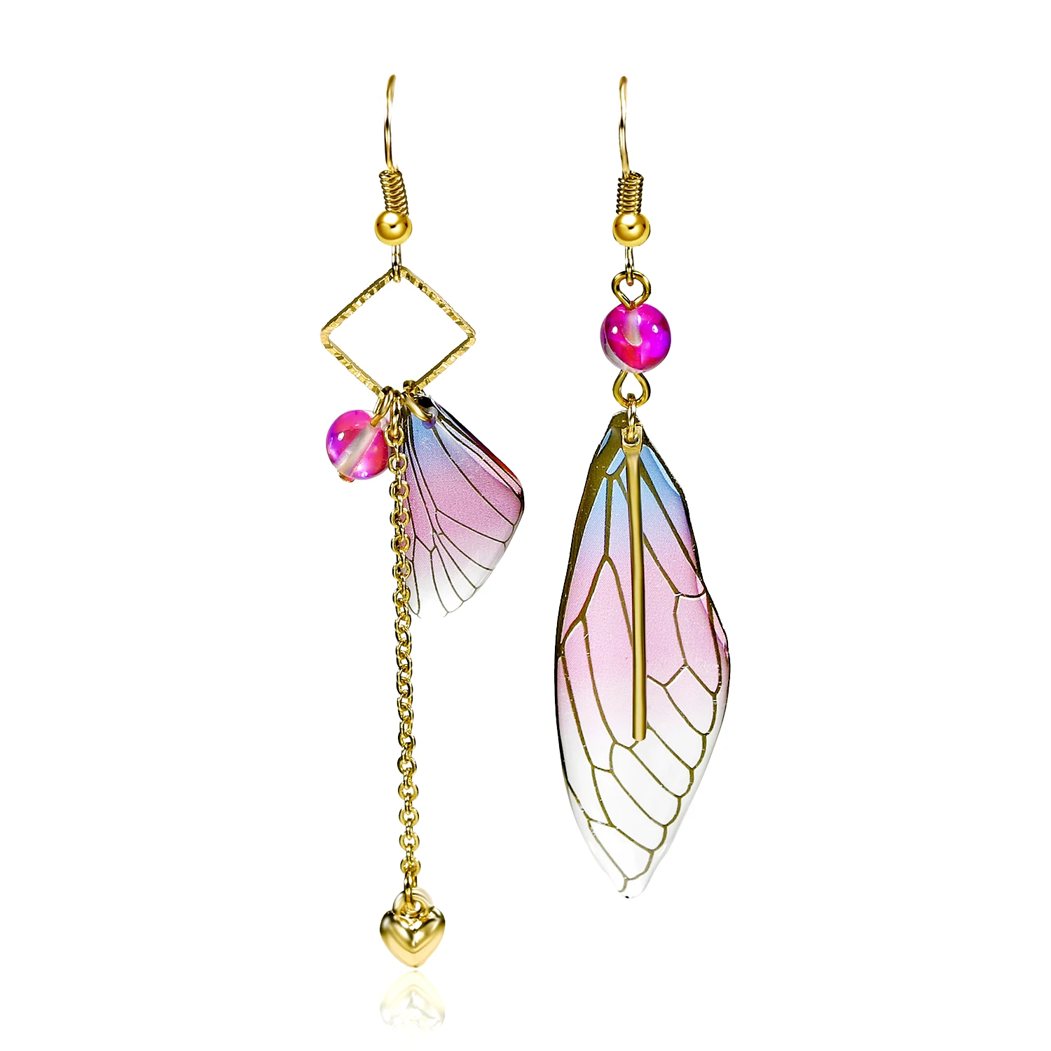 

Temperament Fairy Long earrings Butterfly Wings Drop Earrings Dreamy Gradient Color Asymmetric Earrings Wedding Party Jewelry