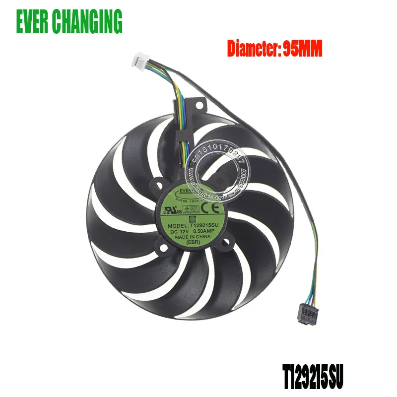 95 мм T129215SU FDC10U12S9 C DC12V 4 контактный вентилятор графической карты для ASUS Radeon RX 5700 DUAL