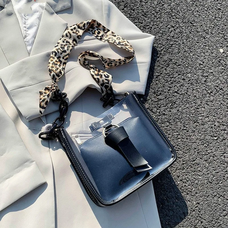 

2020 Новая прозрачная сумка Чистая красная модная универсальная сумка-мессенджер Женская желеобразная сумка через плечо модная сумка-ведро ...