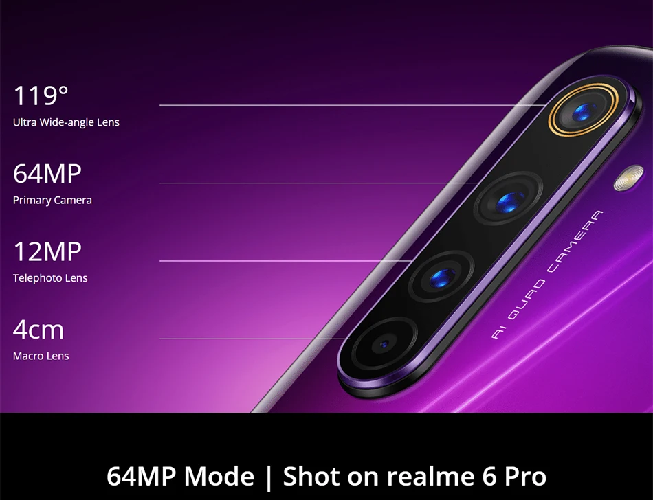 Глобальная версия realme 6 Pro 8 ГБ 128 дюйма 90 Гц экран Snapdragon 720G Восьмиядерный 64 мп AI Quad