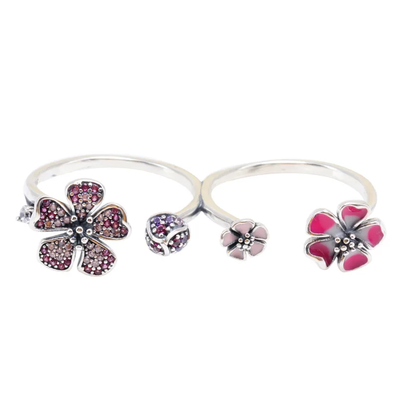 

Hot S925 Sterling Silver Romantic Temperament Peach Blossom Ring For Women Fashion Original Jewelry Gift