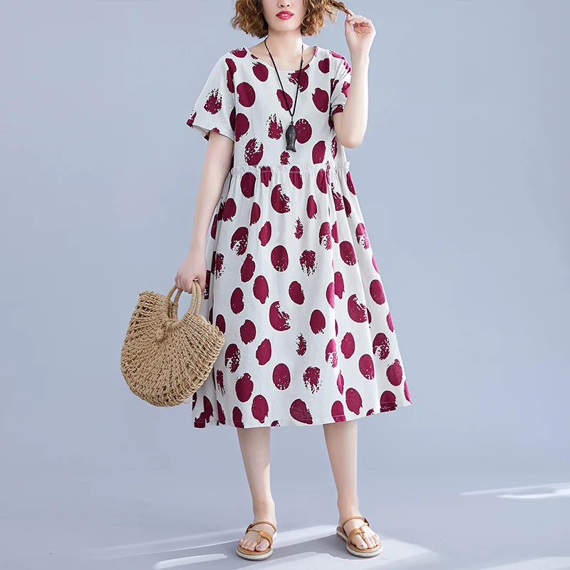 

New bohemian style A-line dress cotton linen ladies dress Women's dresses Causal loose long dress