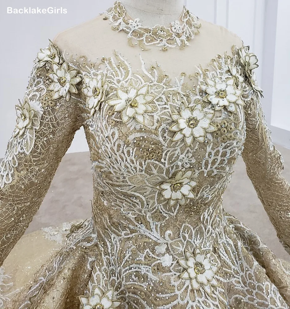 3d цветок невесты роскошные мусульманские свадебные платья бальное платье