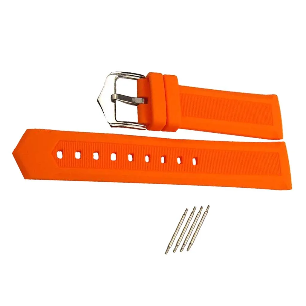 

Soft Silicone Wristwatch Strap Stainless Steel Spring Bars Buckle Clasp 16mm 18mm 20mm 22mm Bangle