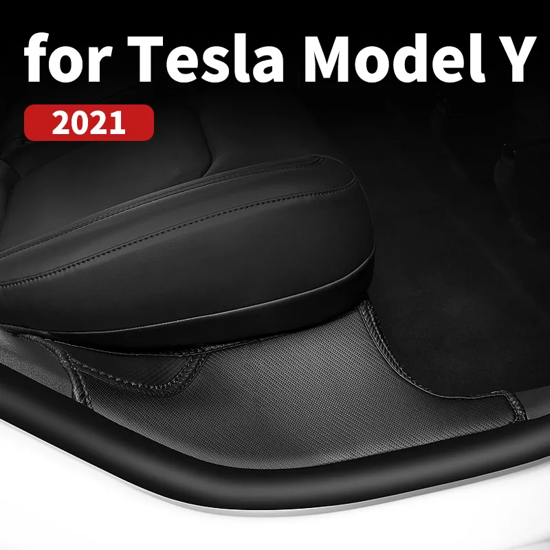 

2021 Car Accessories For Tesla Model Y Refit Threshold Strips Rear Leather Pads, Built-in Protective Pads Decoration Supplies