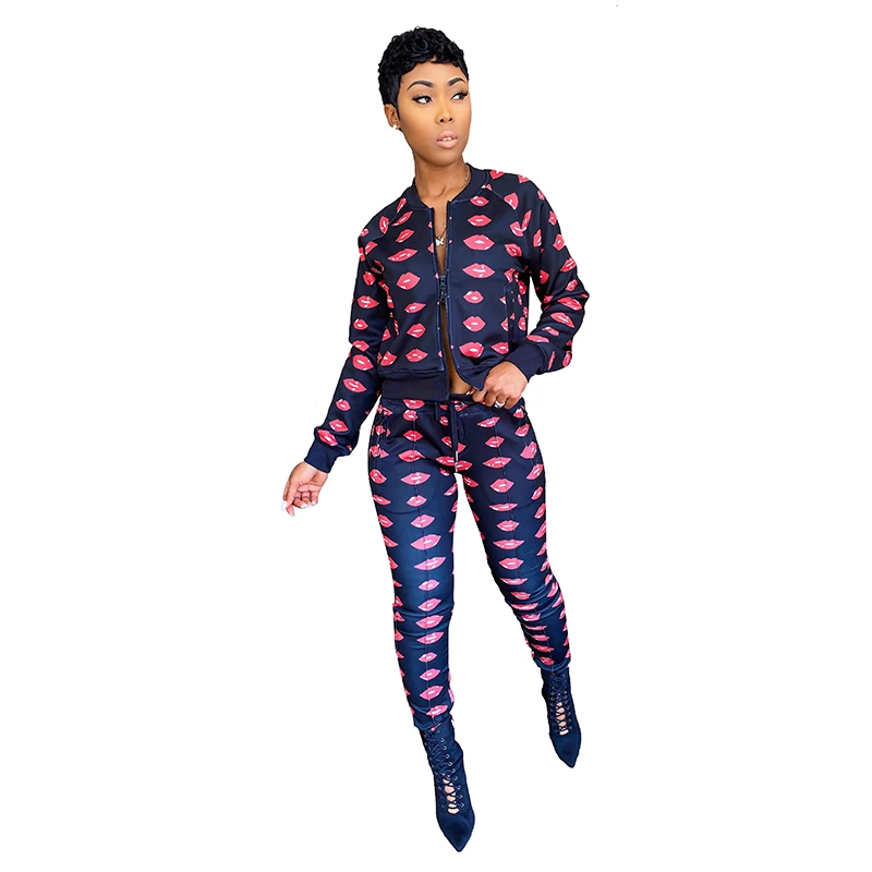 2020 Для женщин комплекты весенний тренировочный костюм с принтом в виде сердечек