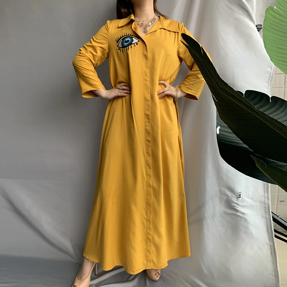 Хлопковое платье-макси для женщин глаз Африканской ажурной вышивкой в