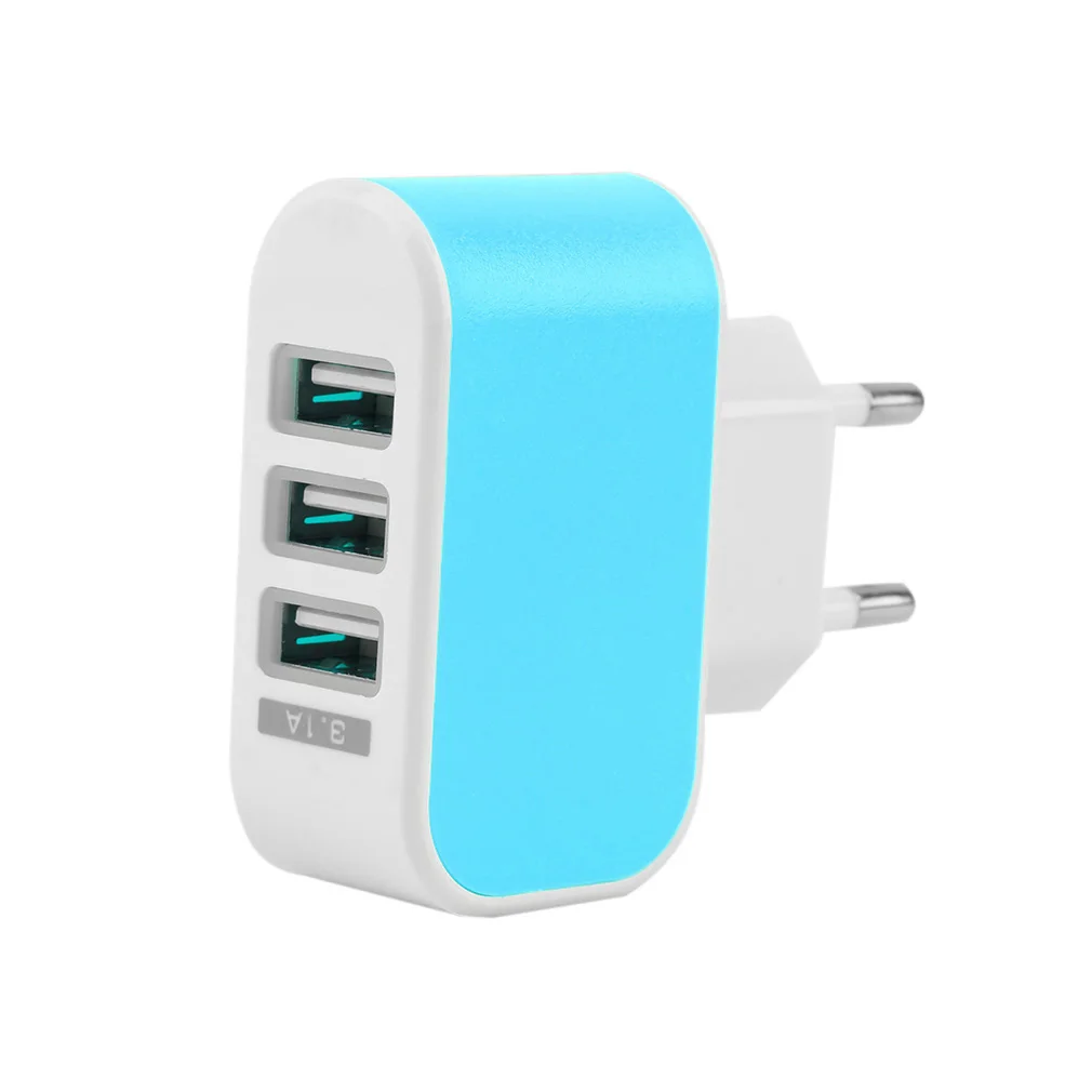 

EU Plug LED 3.1A 3-port Triple USB Wall Adapter Charger Home Travel AC Power for Iphone Samsung LG DC Plug in Switching ONLENY
