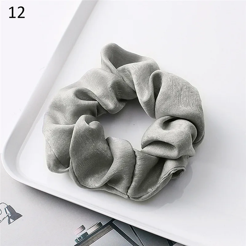 Satin-012 1 шт Мода мягкий бархат большой Упругие волосы веревки Scrunchies для Для Женщин Девочек Сладкий сплошной волос держатель ленты Галстуки резинка для волос аксессуары - Цвет: Satin-012