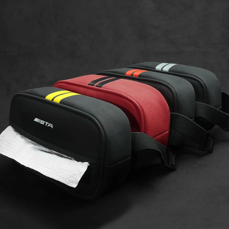 

B-LIFE Luxury Leather Car Sun Visor Tissue Case Holder Paper Towel Bag Cover Back Seat Headrest Hanging Napkin Clip