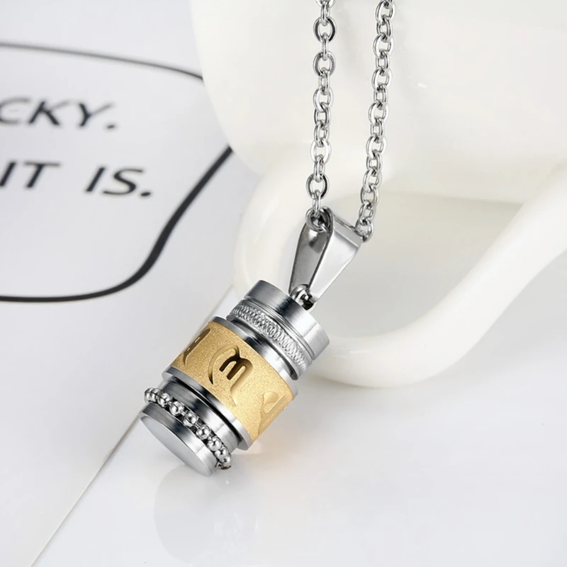 D0LC Нержавеющая Сталь ОМ МАНИ ПАДМЕ ХУМ буддийская мантра Молитвенное Колесо