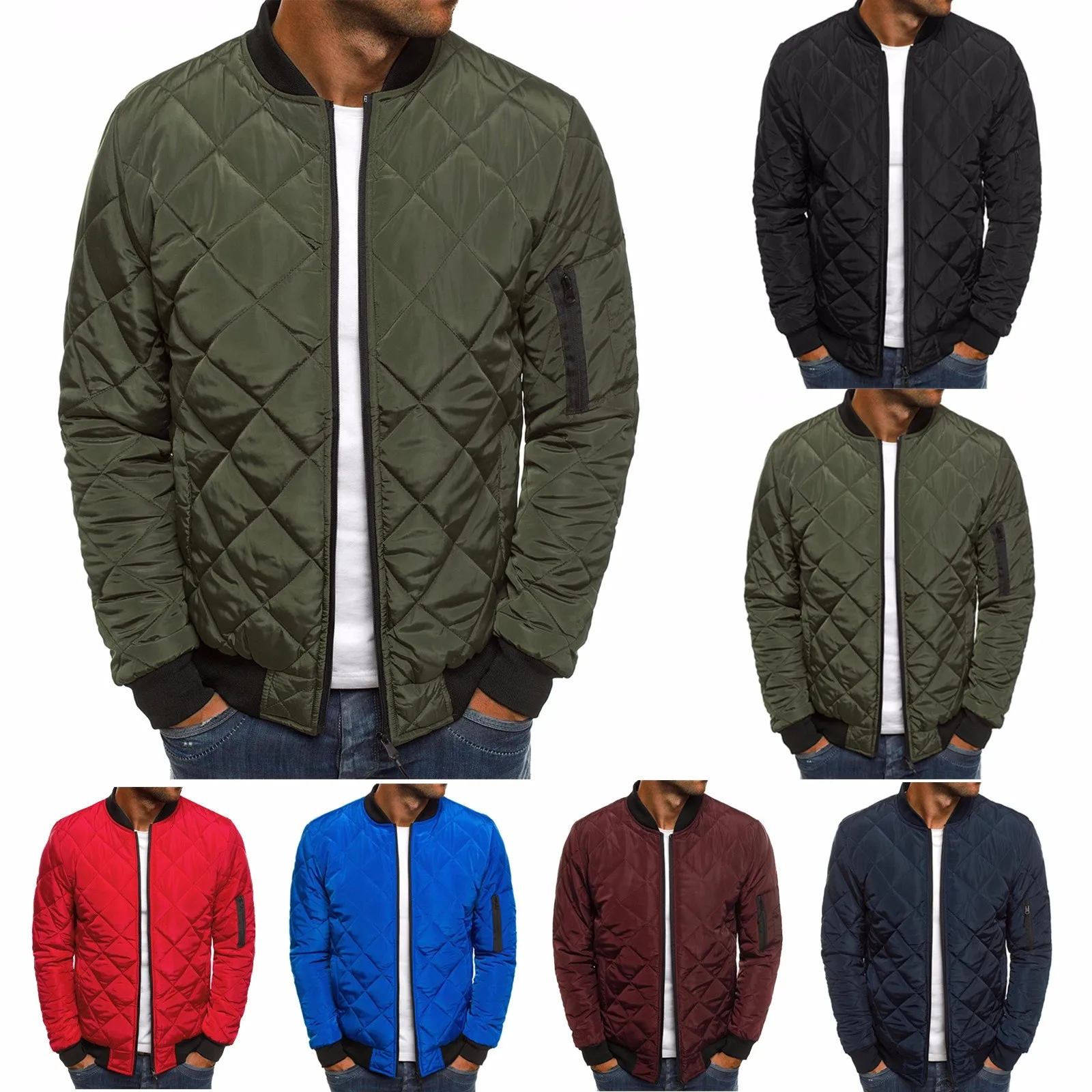 

ZOGAA Men Autumn Jacket Wind Breaker Casual Plaid Parka Solid Color Brand Overcoat Men Thick Clothes Zipper Jackets Men