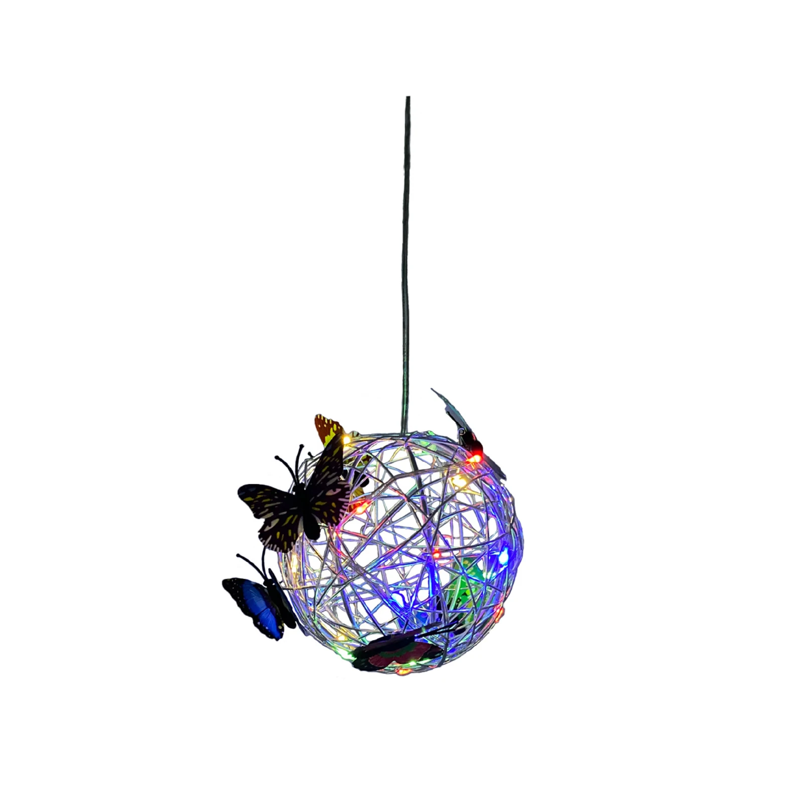 

Butterfly Solar Lights Outdoor Garden Ball Hanging Ball Lights Hanging Mesh Orb with Colorful Butterflies Lighted for Patio Yard