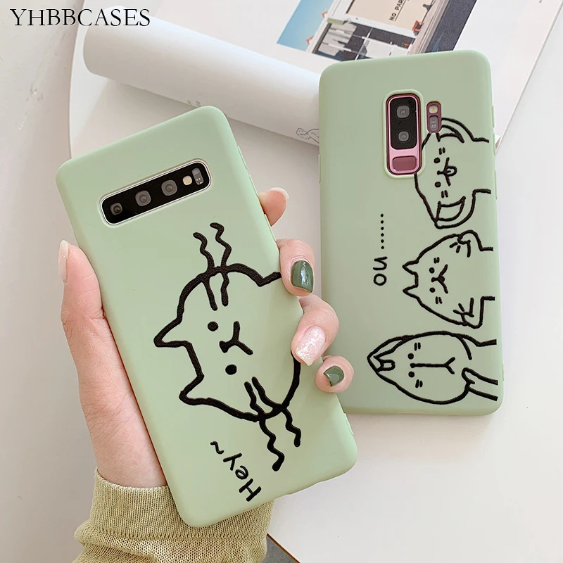YHBBCASES Забавный рисунок милой кошки Чехол для телефона samsung S105G S8 S9 Plus мультфильм
