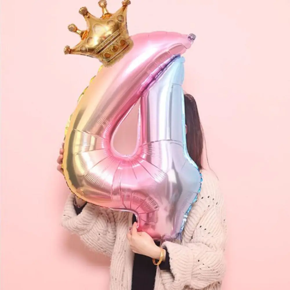 32 дюймов фольгированный воздушный шар градиентный Розовый Цифровой Корона День