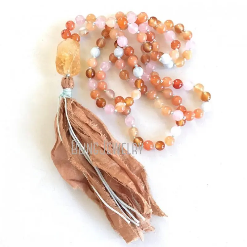 Бусины MN21184 Mala для повышения энергии ожерелье из цитрина аквамарин солнечный