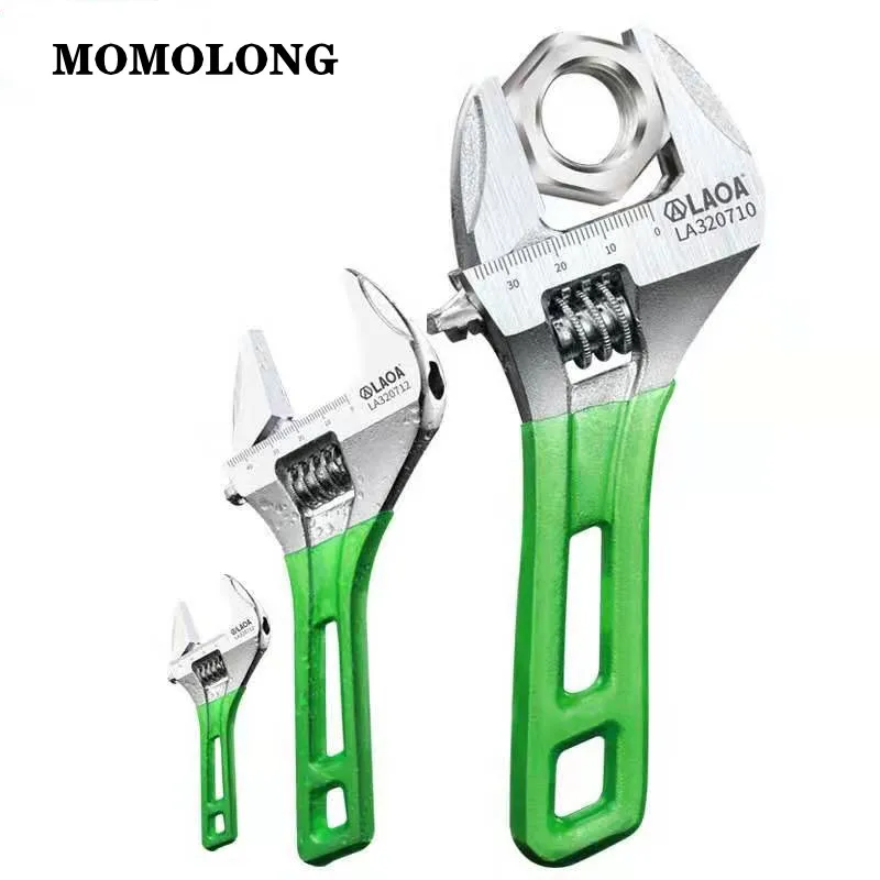 

LAOA 6/8/10/12inch Wrench Short Handle Adjustable Spanner Monkey Spanner HCS Material Laser Scale Rubber Wrapped