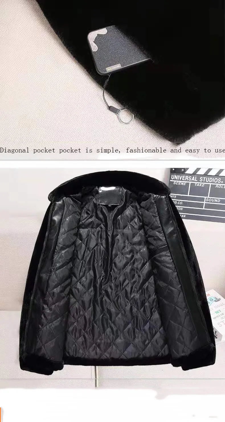 Мужская зимняя куртка из искусственного меха норки мужская приталенная модная