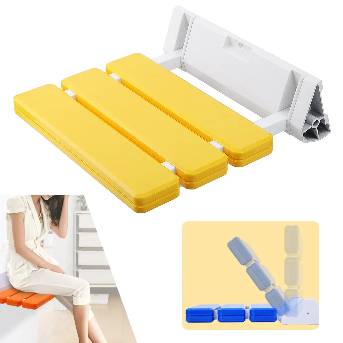 

Bath Wall Mounted Shower Seats Plastic Folding Chair Bathroom Stool Taburete Relax Chair Toilet Bench For Shower