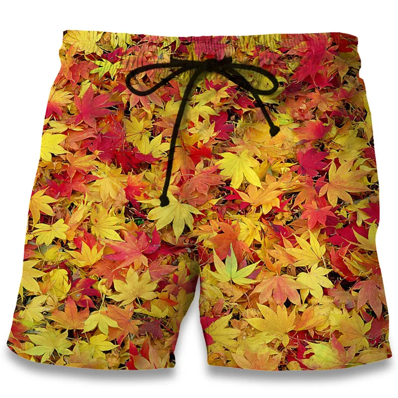 

Casual Beach Shorts 3D Print Autumn Yellow Maple Leaves Men Korte Broek Summer 2020 Fashion Board Shorts Boys Hipster Clothes