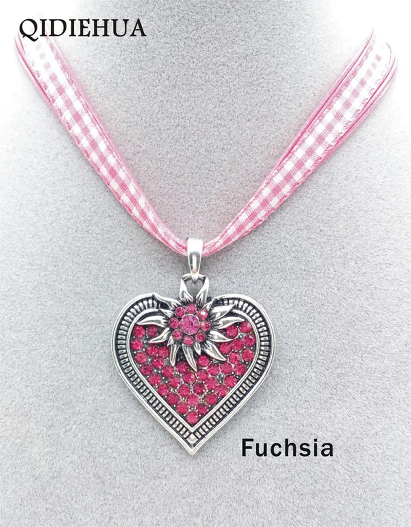 New Antique Silver Heart Shape Flower Necklaces Pendant Charm Ribbon Cord Choker Necklace Woman Party Jewelry Wholesale | Украшения и