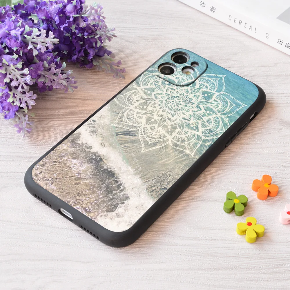 

For iPhone Ocean Mandala Print Soft Matt Apple Case
