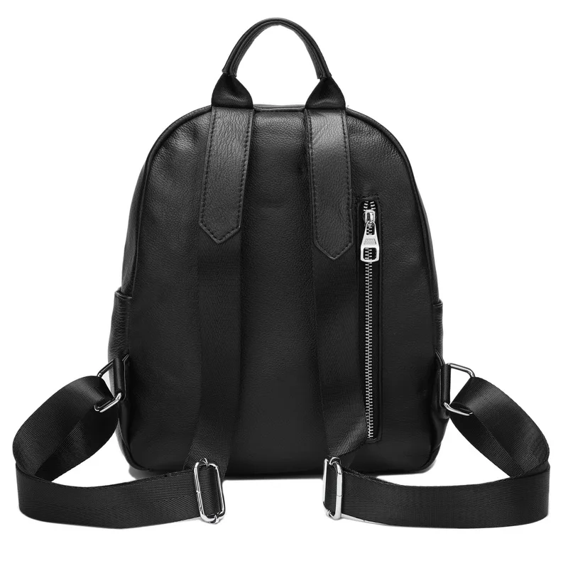 

ZENCY 100% IItalian Genuine Cow Leather Calfskin Silver Accessories Women Backpacks Girl First Layer Cowhide Female Book Bags