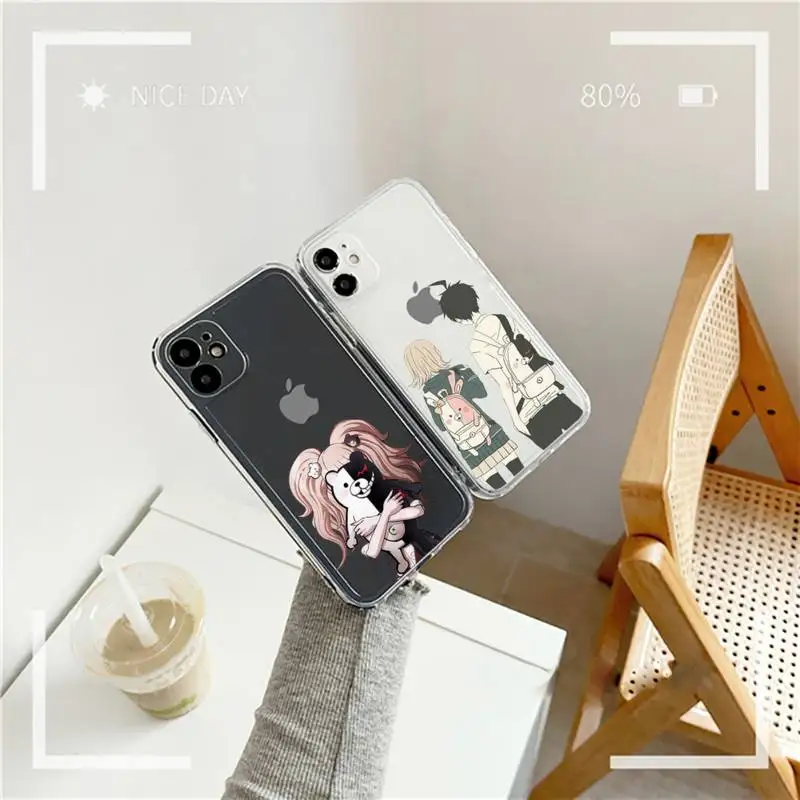 

danganronpa cartoon game anime Phone Case Transparent soft For iphone 12 11 13 7 8 6 s plus x xs xr pro max mini