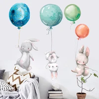colorful balloon rabbits wall stickers diy shy rabbits for bedroom kids room nursery decorative wall decal home decor