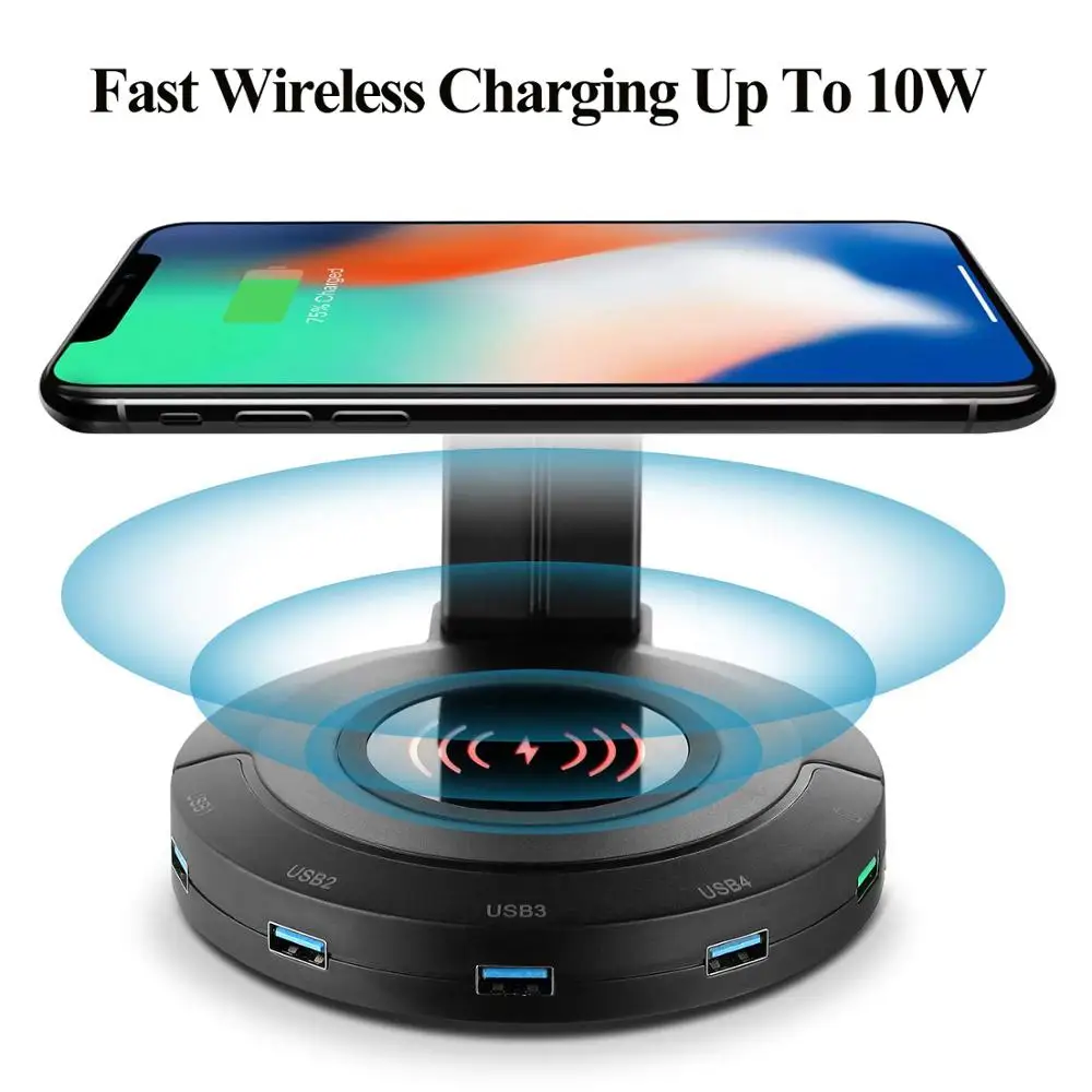 Подставка для наушников befon RGB с 4 USB-портами поддержкой беспроводной зарядки