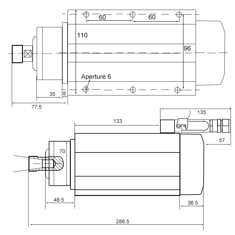 Квадратный электродвигатель шпинделя с воздушным охлаждением 220 кВт в фланцем