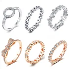 Специальное предложение, 30 стилей, серебристое кольцо на палец, штабелируемое, для вечерние, с бантом, короной, сковорода, кольцо для женщин, парные оригинальные ювелирные изделия, подарок