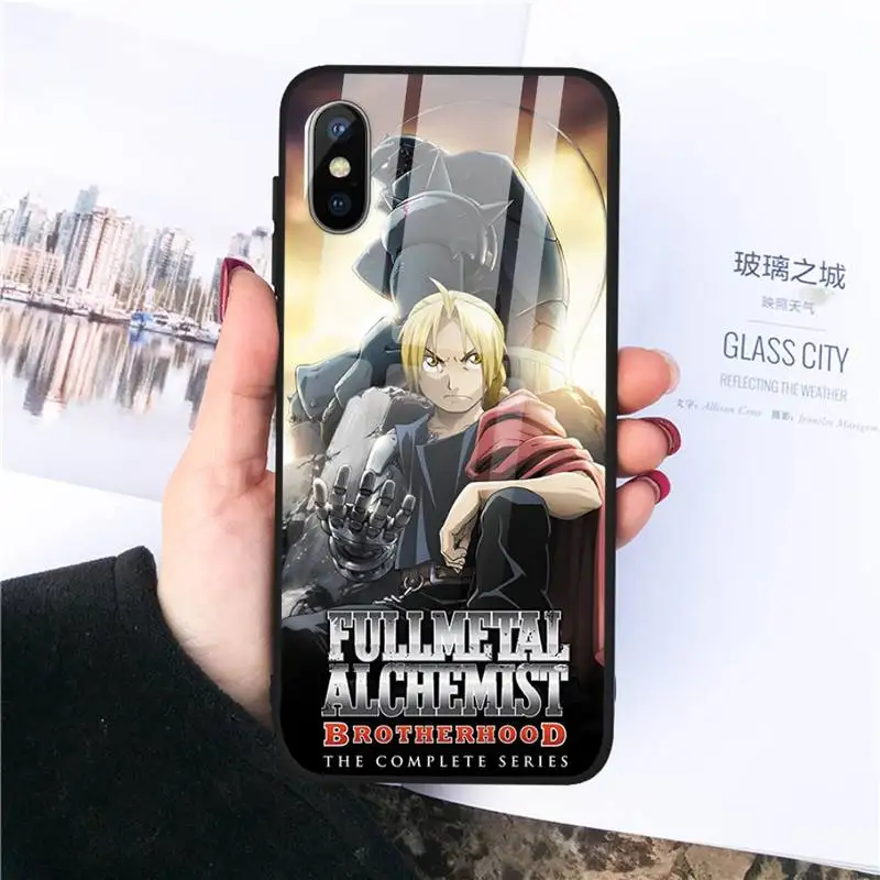 

Fullmetal Alchemist anime Phone Case Tempered glass For iphone 11 12 PRO MAX X XS XR 5C 6 6S 7 8 plus
