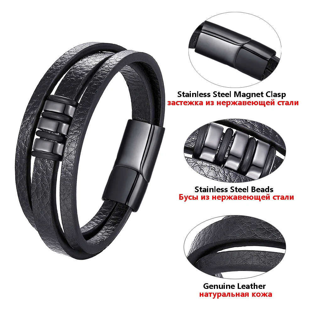 FIREBROS черные металлические бусины амулеты из нержавеющей стали магнитная