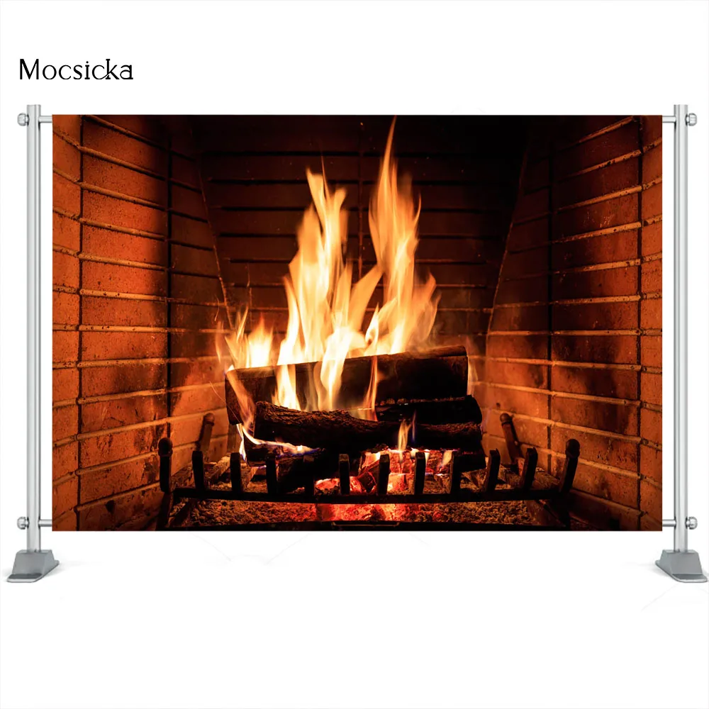 Рождественский фон для камина красная кирпичная стена красные носки реквизит