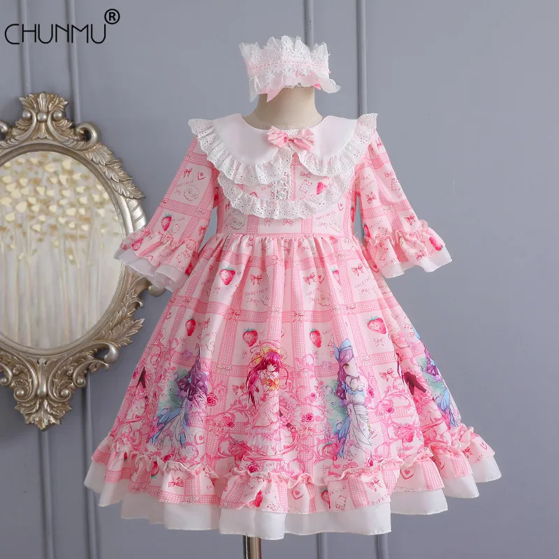 

Платье принцессы для свадебной вечеринки для девочек; Кружевное платье-пачка с бантом и цветочным принтом в стиле Лолиты; Платье для выпуск...