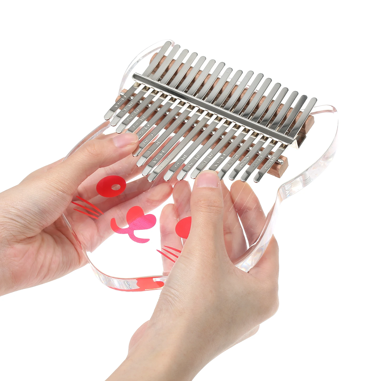 

Kalimba 17-Key Transparent Acrylic Thumb Piano Finger Piano with Carry Bag Musical Note Stickers Tuning Hammer Cleaning Cloth