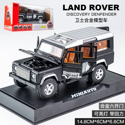 Black With Box 1:32 SUV Defender сплав Модель автомобиля игрушки автомобиль вытянуть назад звук и светильник акустооптика для детей подарки на день рождения для взрослых - Цвет: Black With Box