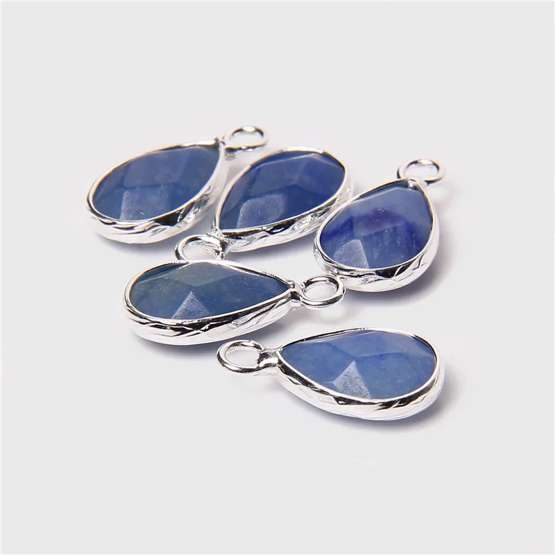 

Charms Natural Blue Sodalite Pendants Silver Color Water Drop Shape Pendant for Jewelry Necklace Bracelet Earring Accessories