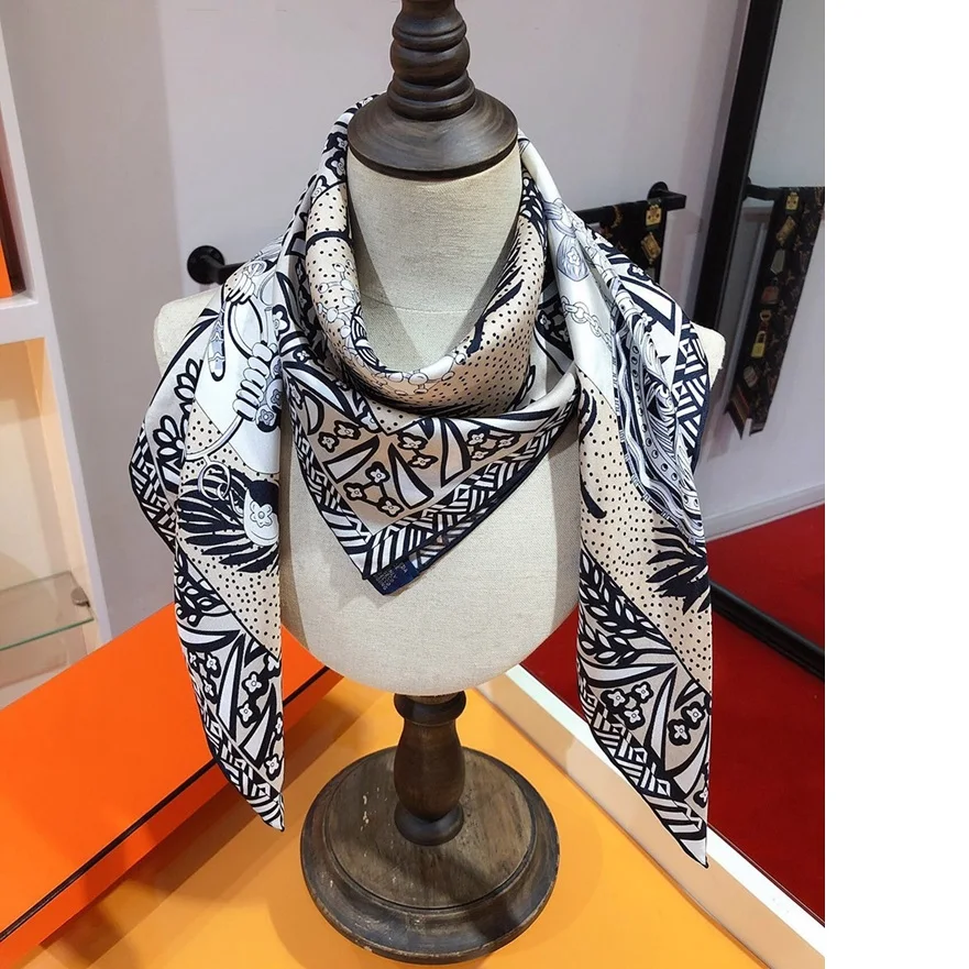 100% Шелковый головной платок Египетский скипетр модный квадратный шелковый