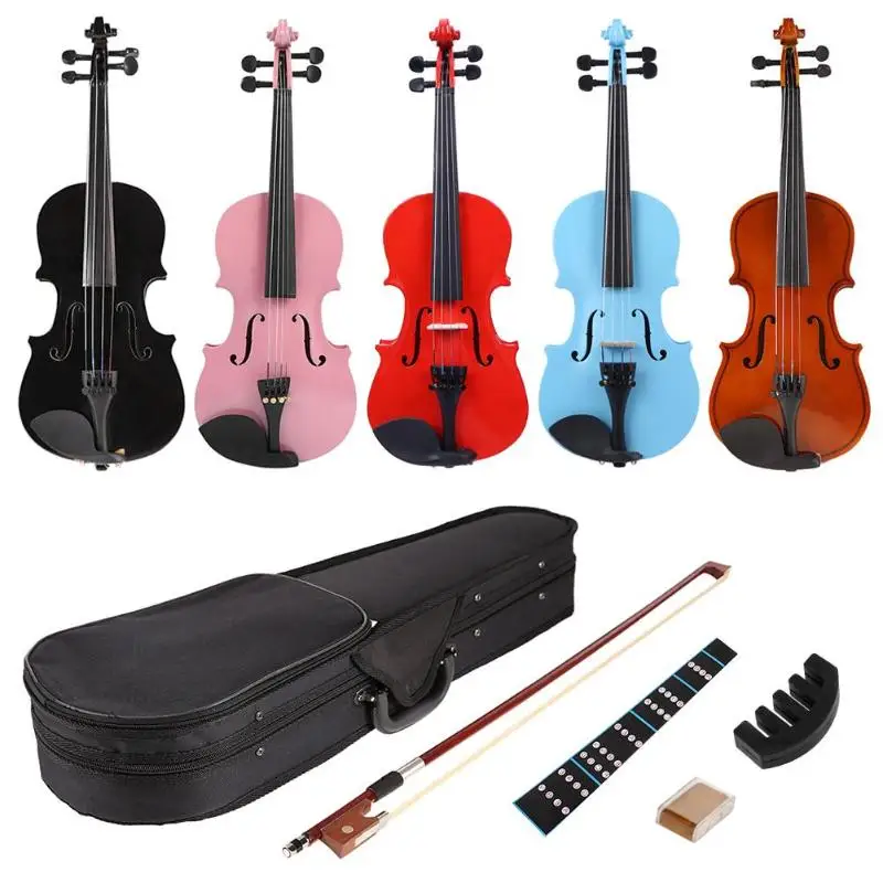 

1/8 Splint Bright Acoustic Violin Fiddle with Rosin Case Bow Muffler Kits